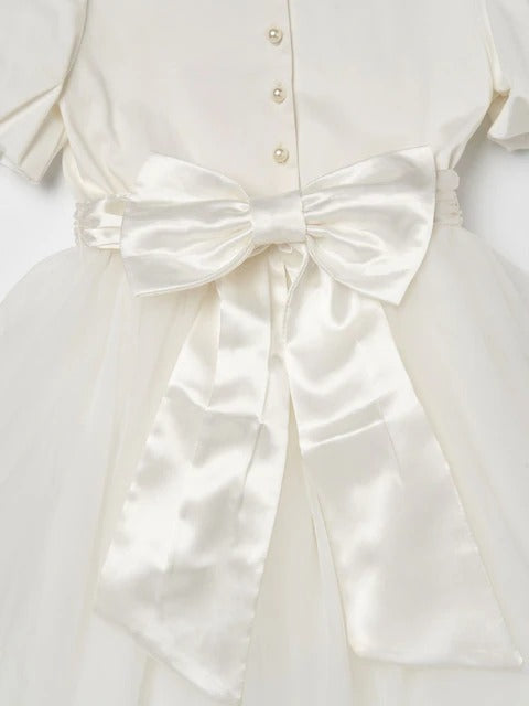 Angel & Rocket White/Ivory Celine Taffeta Tulle Bow Dress