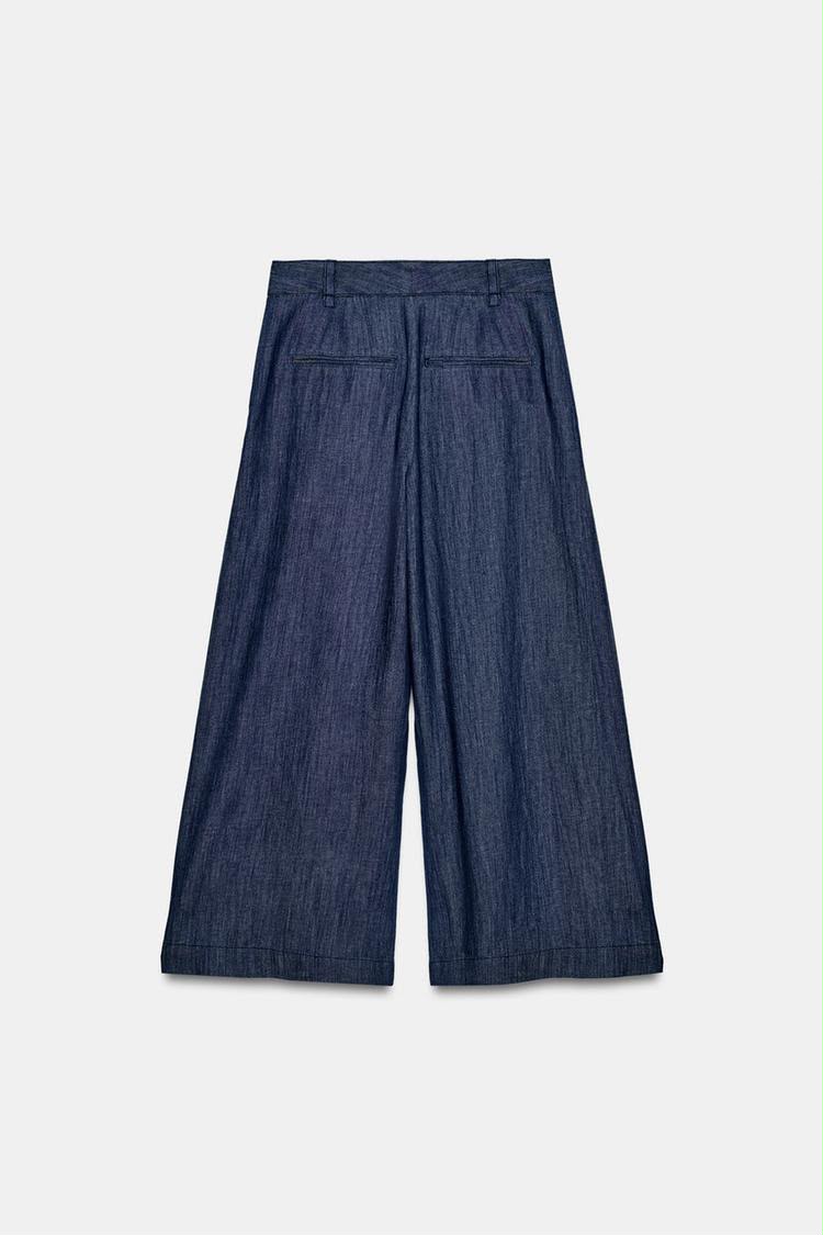 Zara pleated Culotted Denim Blue