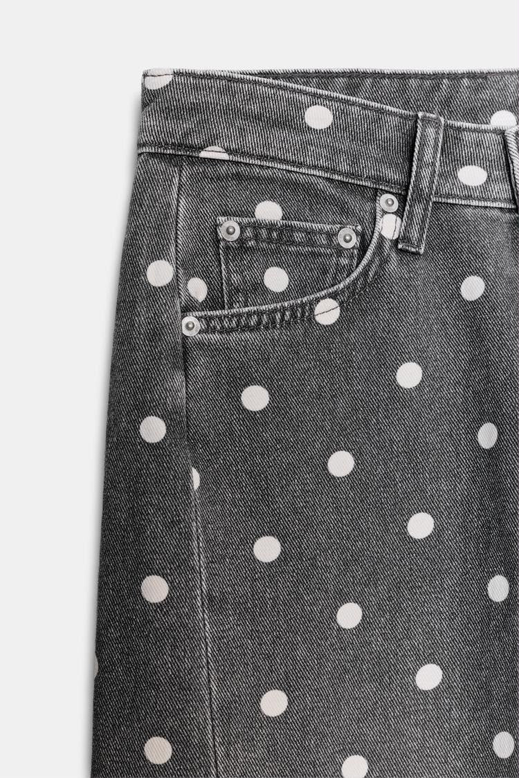 Zara Mid Rise Polka Dot Ankle Relaxed Jeans