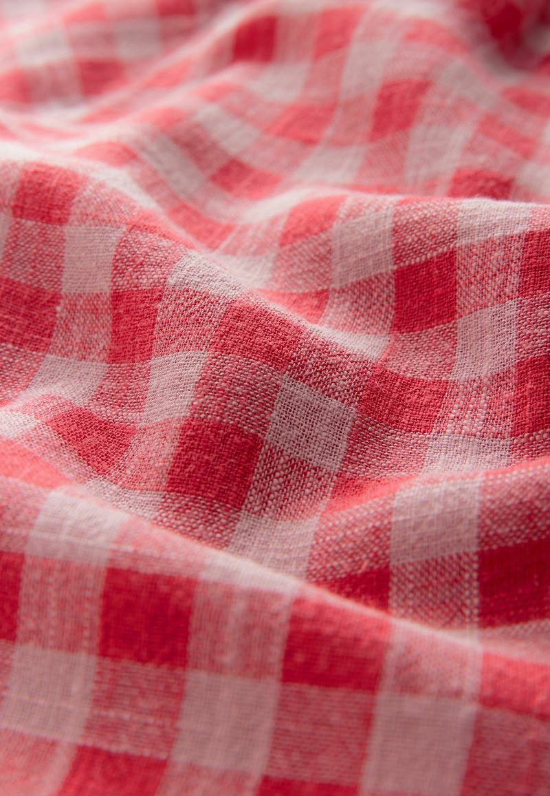 Blend Ruffle Sleeve Blouse - Pink Red Gingham