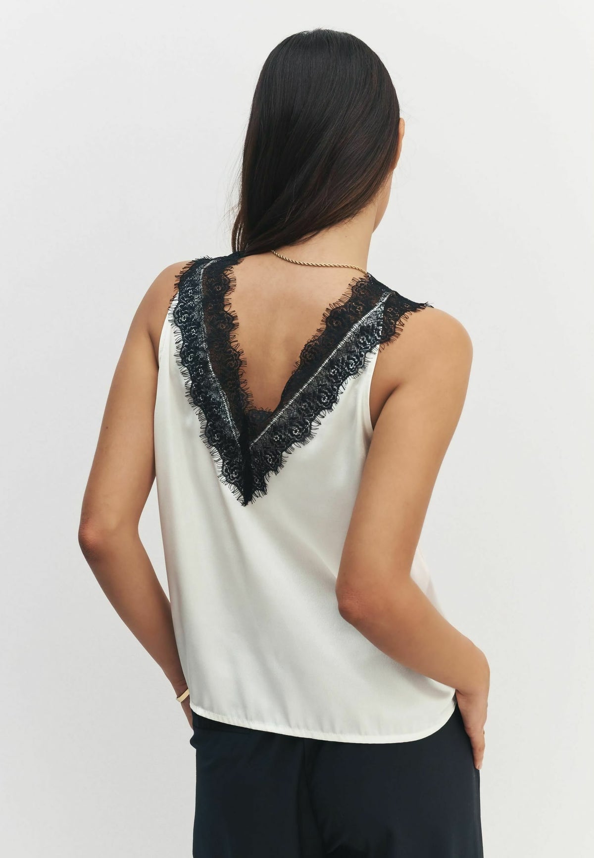 Contrast Beaded Lace Cami Top