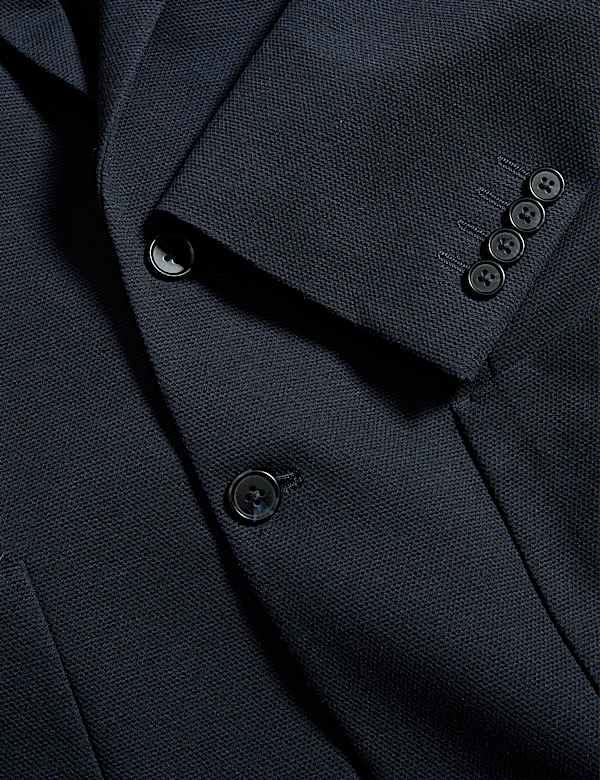 Tailored Fit Jersey Textured Blazer Navy