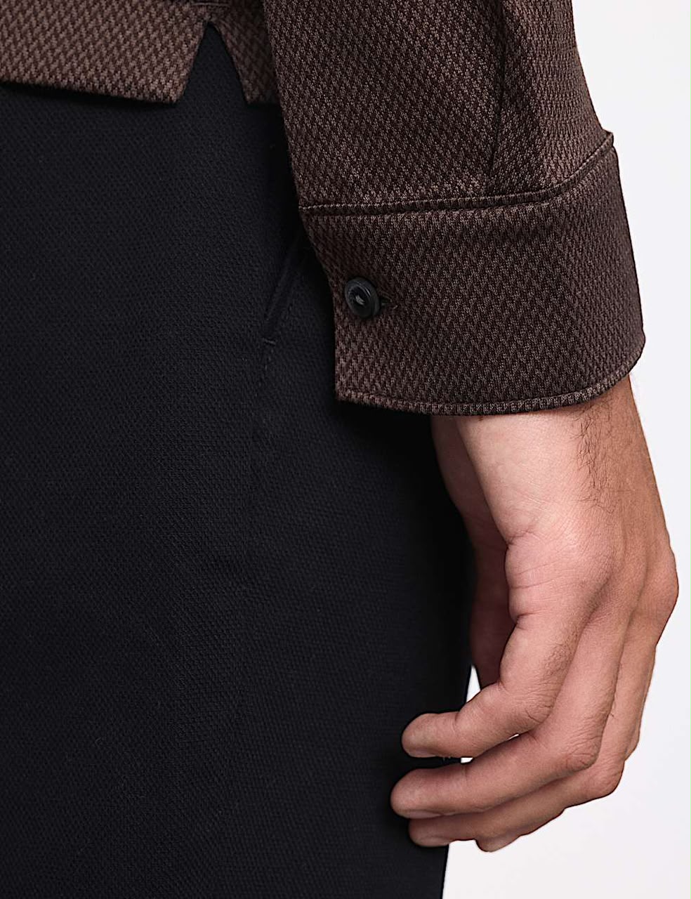Long Sleeve Polo Shirt Embossed Texture Made Off 100% Cotton