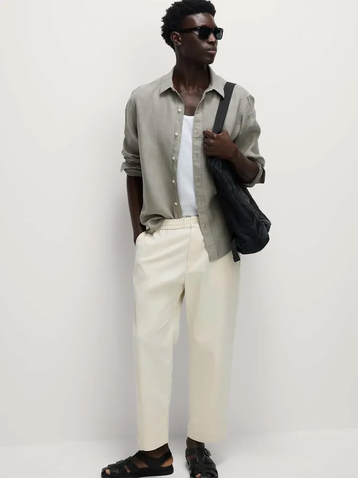 Marks & Spencer Men Solid Spread Collar Linen Casual Shirt