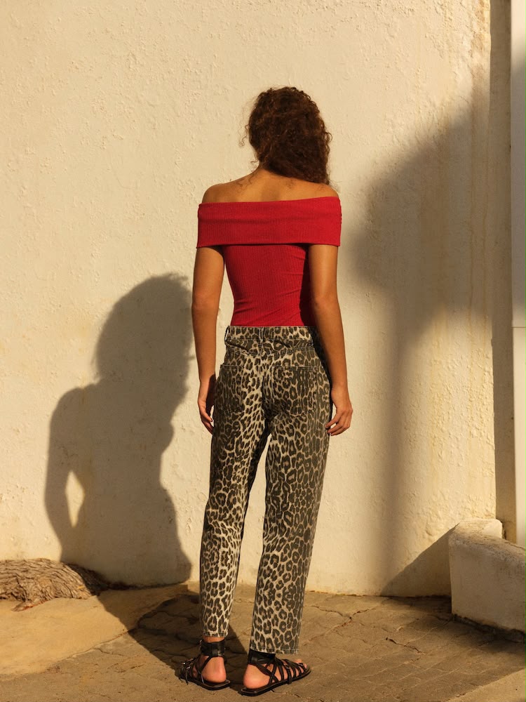 Leopard Print Straight Leg Jeans