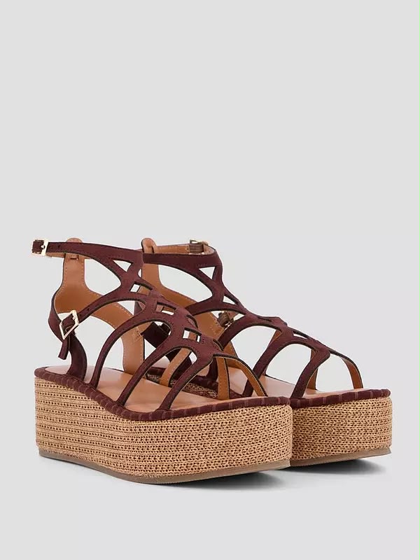 Gladiator Wedge Sandals -Brown