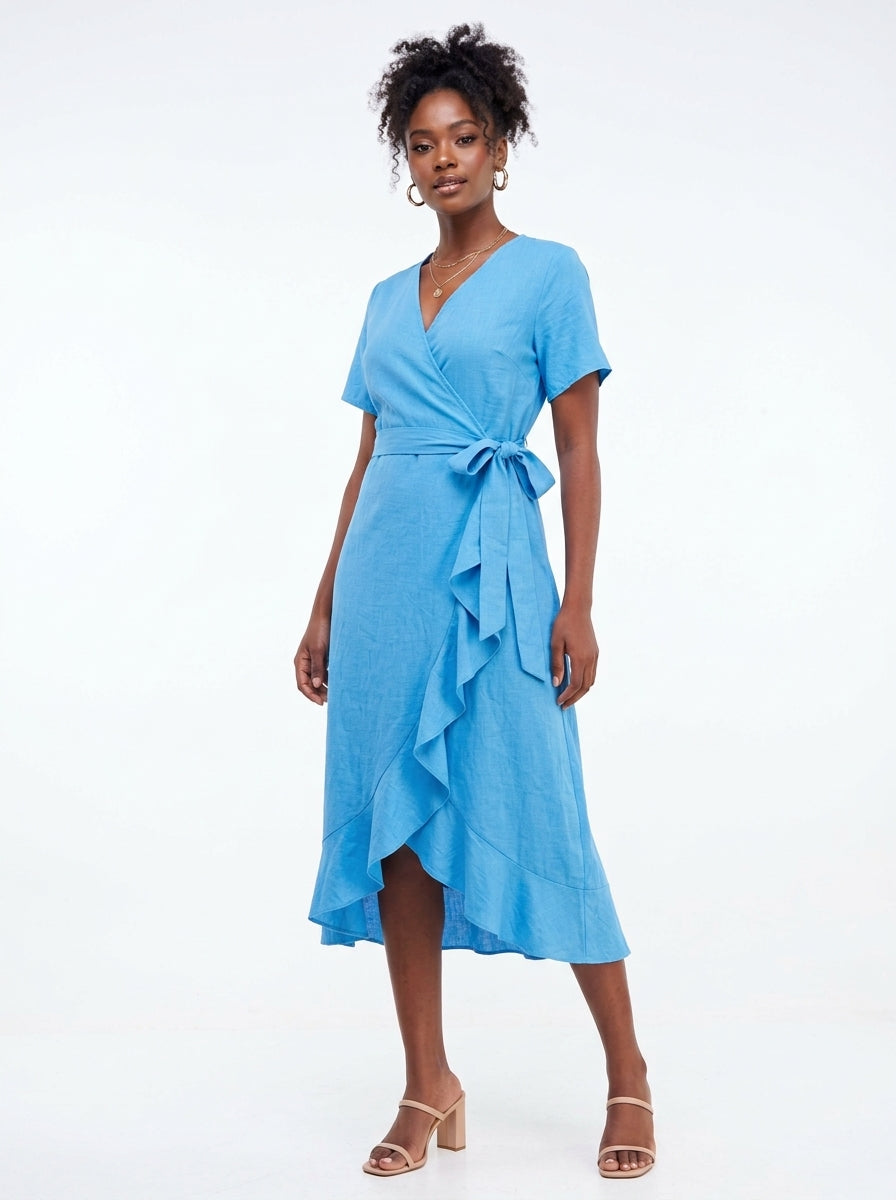 Cobalt Blue Petite Farren Wrap Maxi Dress