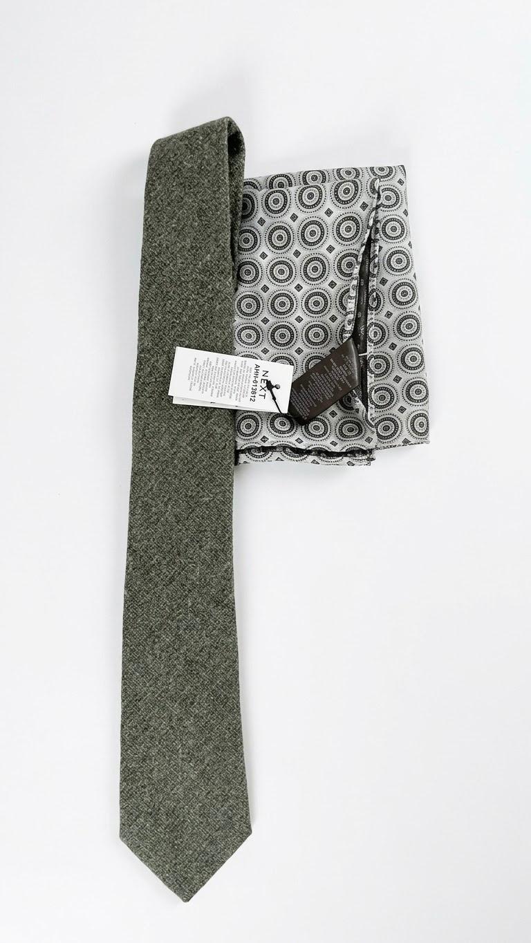 Next Textured Tweed Necktie And Pocket Square Set