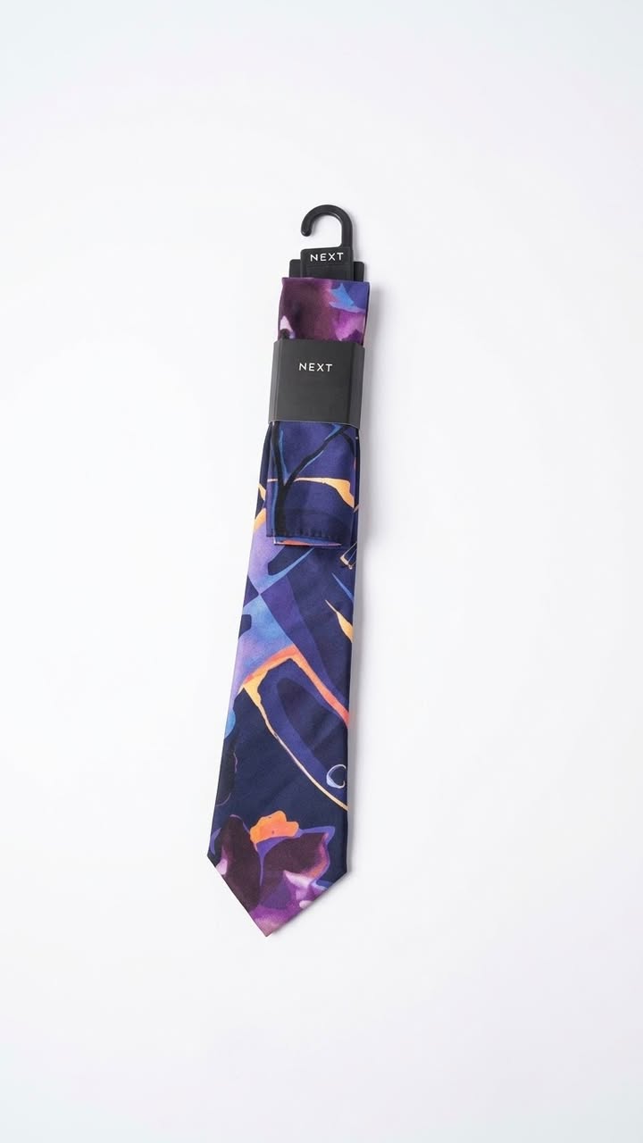 Next Abstract Watercolor Floral Tie and Pocket Square Set.