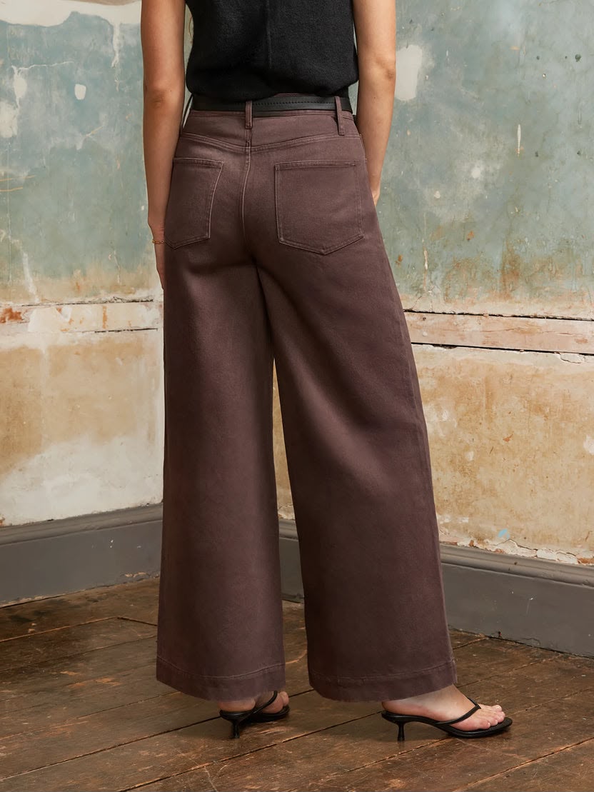 Chocolate High Rise Wide Leg Jeans