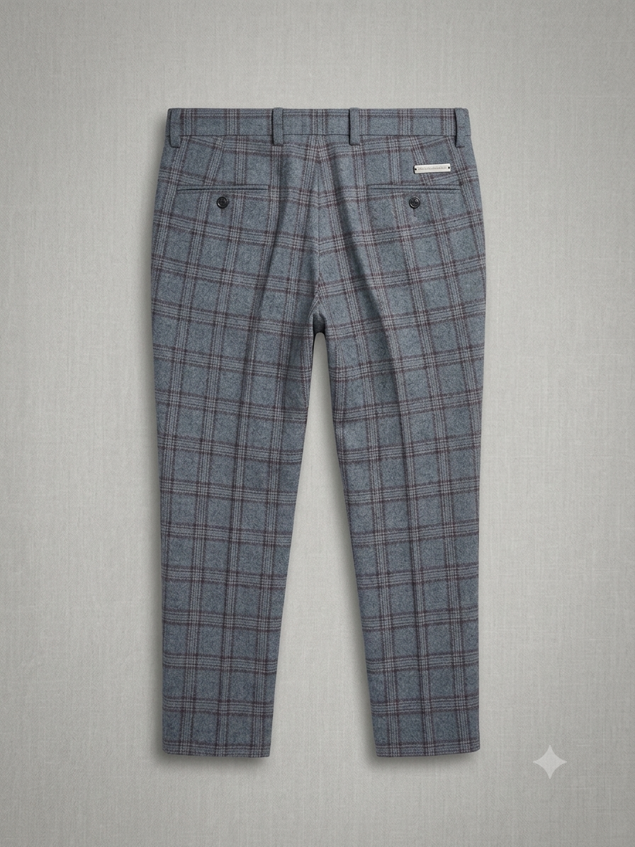 Stirling Blue Tweed Plaid Trousers