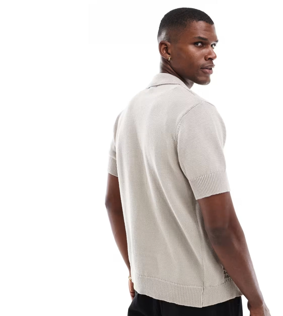 Retro Bowling Knitted Shirt In Stone