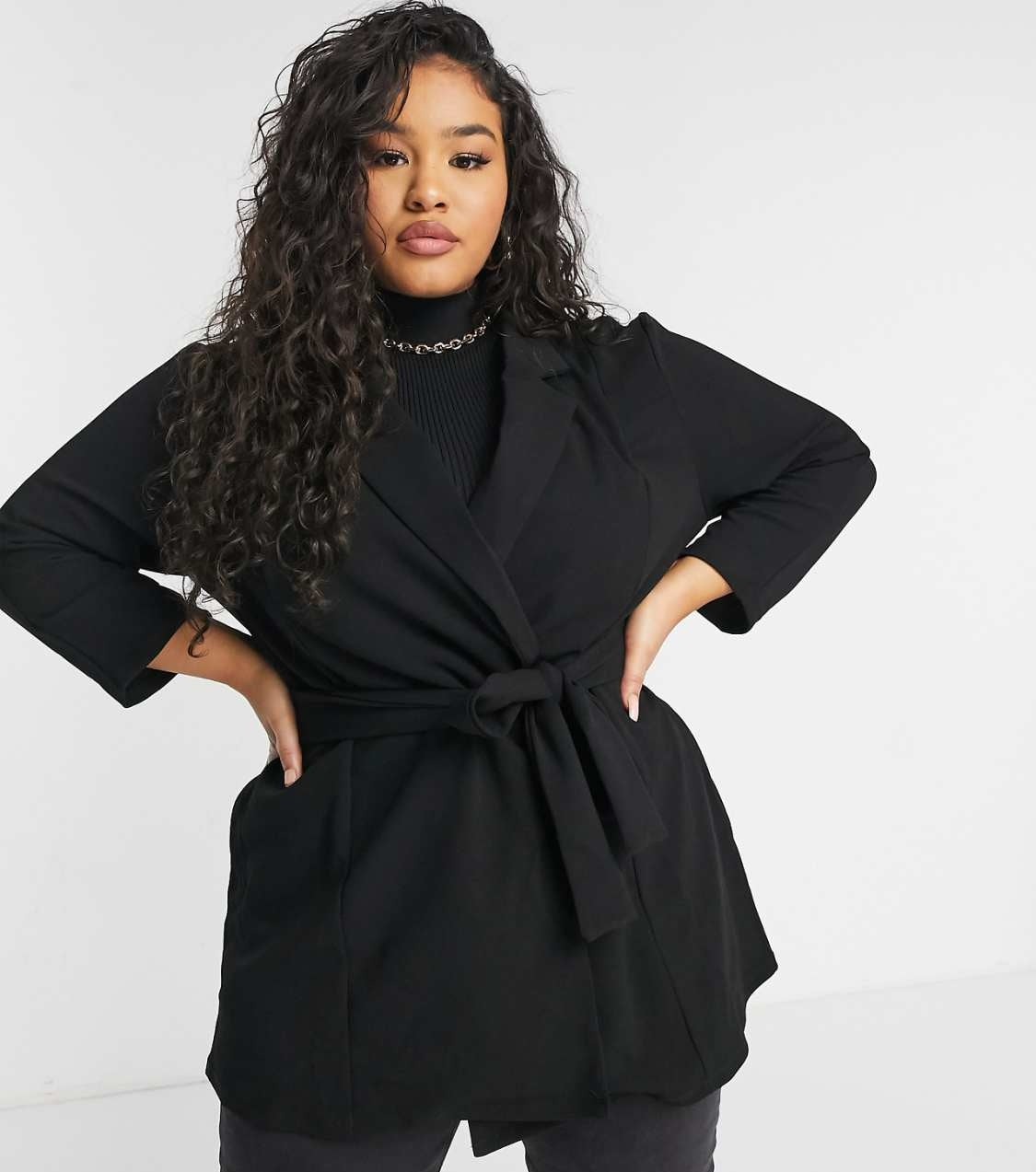Jersey wrap Suit Blazer - Black