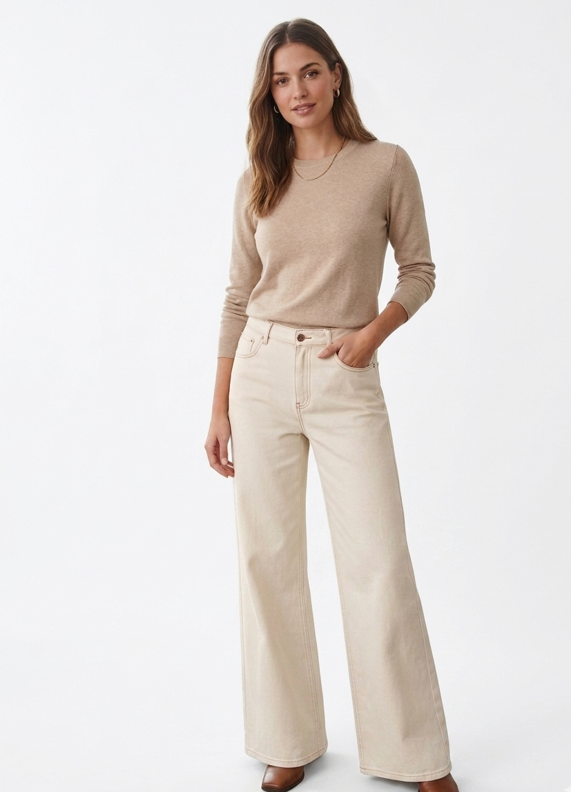 Wide Leg Mid Rise jean