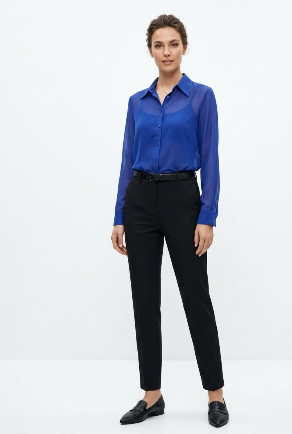 Chiffon button-down blouse