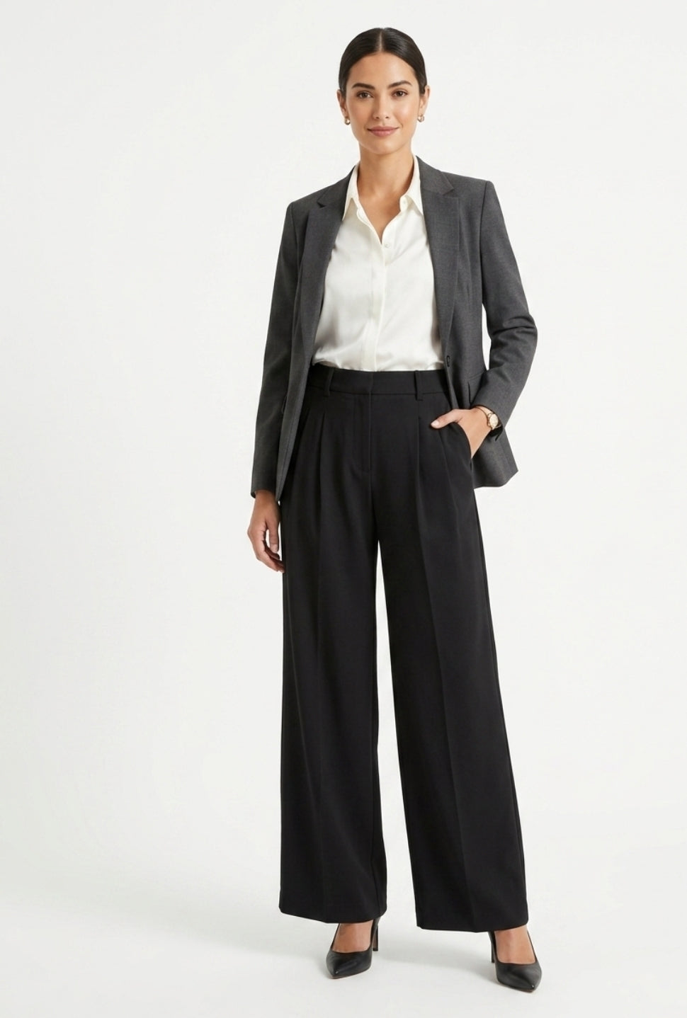 High waist Pleated Wide Leg Trouser