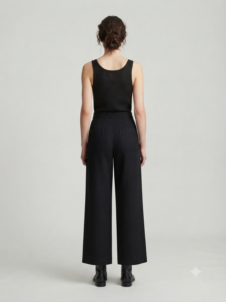 Black High Waist Relaxed Wide Leg Trouser