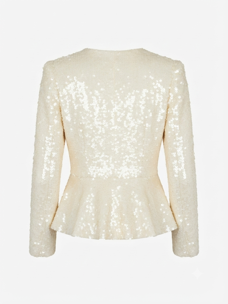 Ro&Zo Sequin Peplum Top And Relaxed Wide Trouser Sets