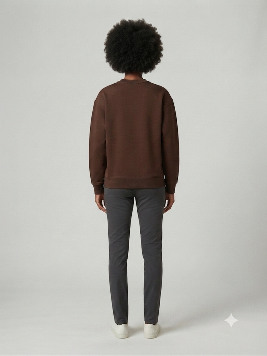 Chocolate Brown Cream Neck Sweatshirt