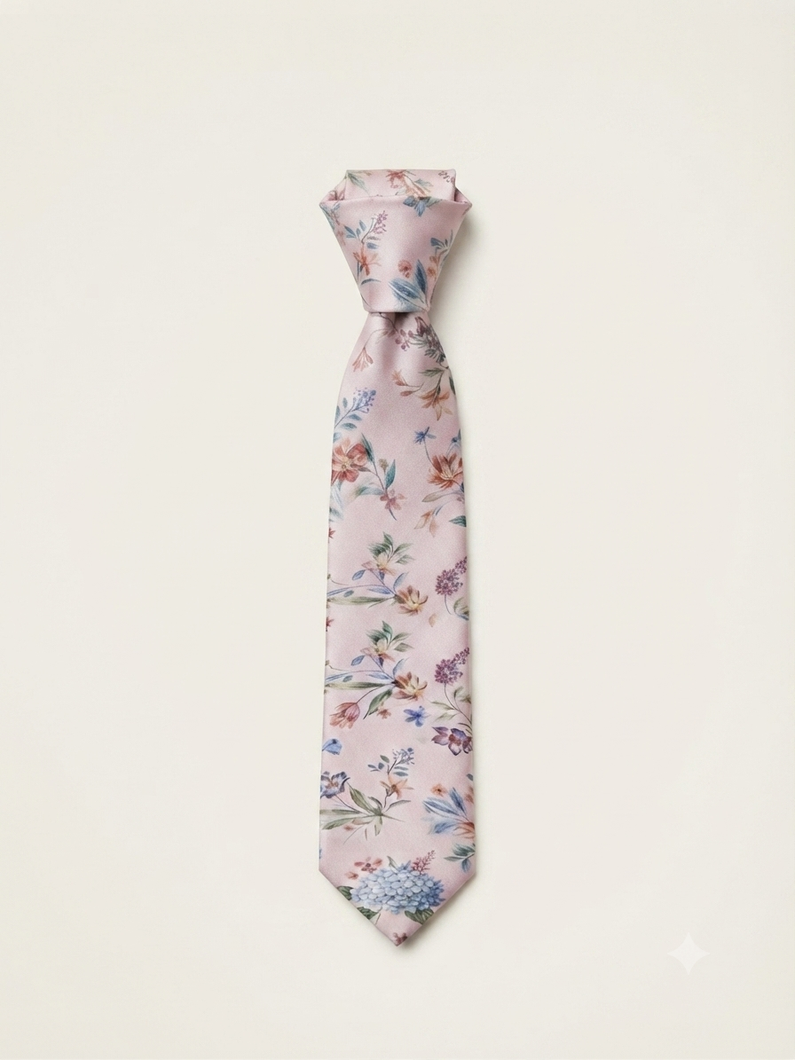 Blush Pink Floral Pattern Tie