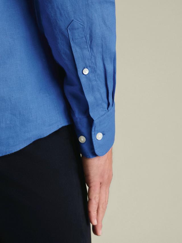 Pure Linen Long Sleeve Slim Fit Shirt - Royal Blue