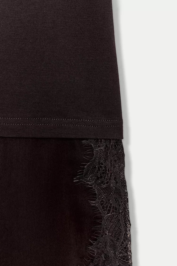 Chocolate Combined Lace T-Shirt