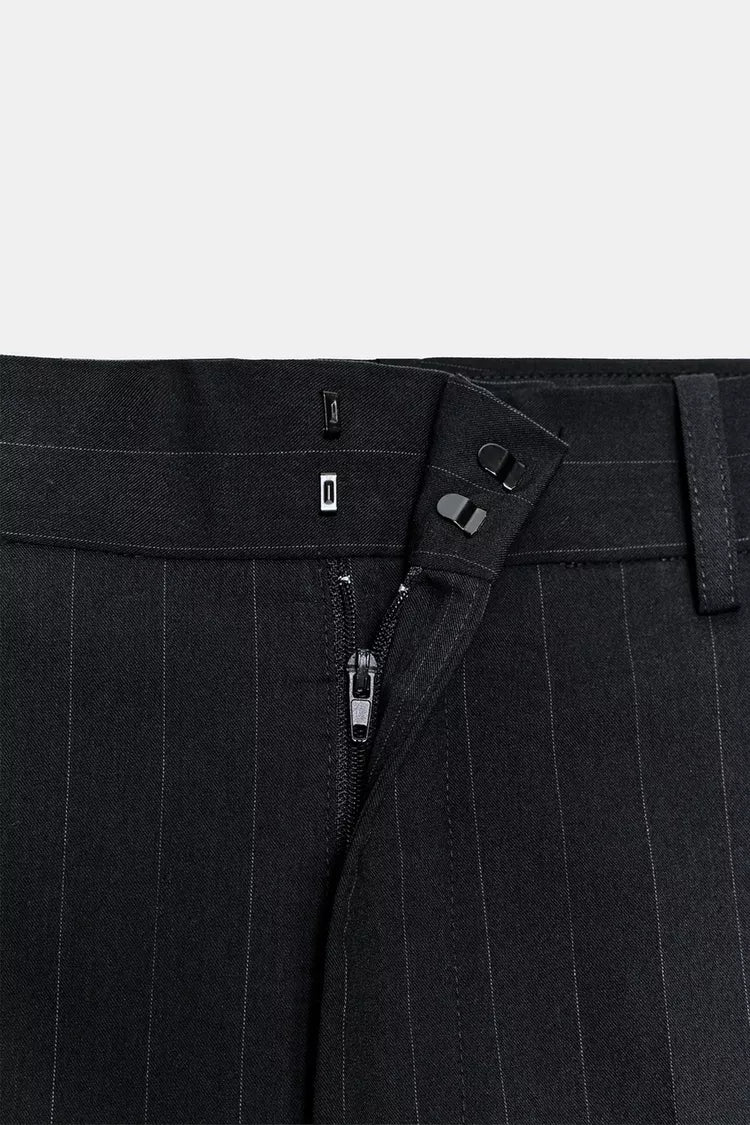 High-Waist Pinstripe Trousers