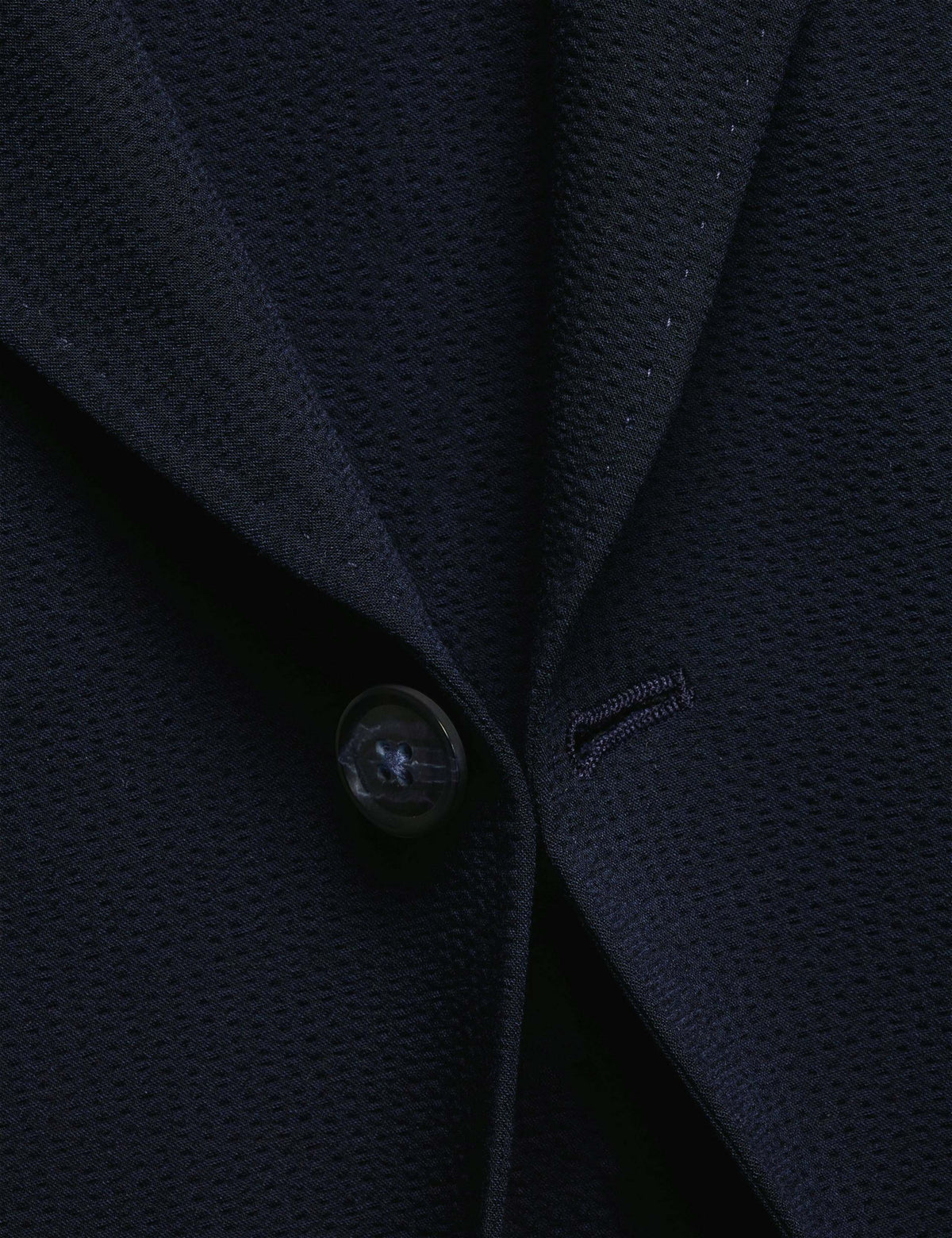 Slim Fit Seersucker Single Breasted Jacket- Navy