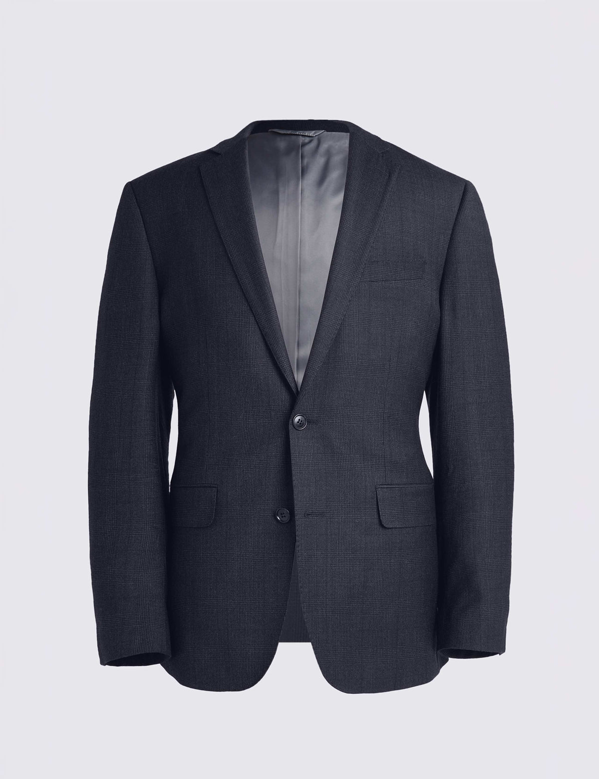 Tailored Fit Wool Rich Performance Check Suit Jacket- Navy