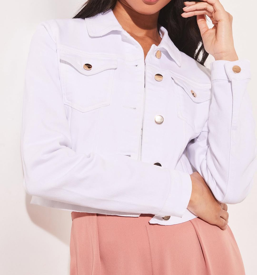 White Cropped Denim Jacket