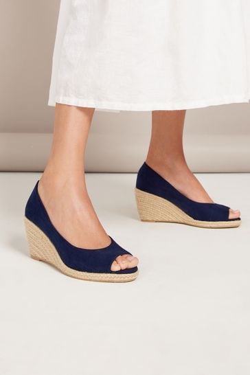 Peep Toe Espadrille Mid Height Wedge