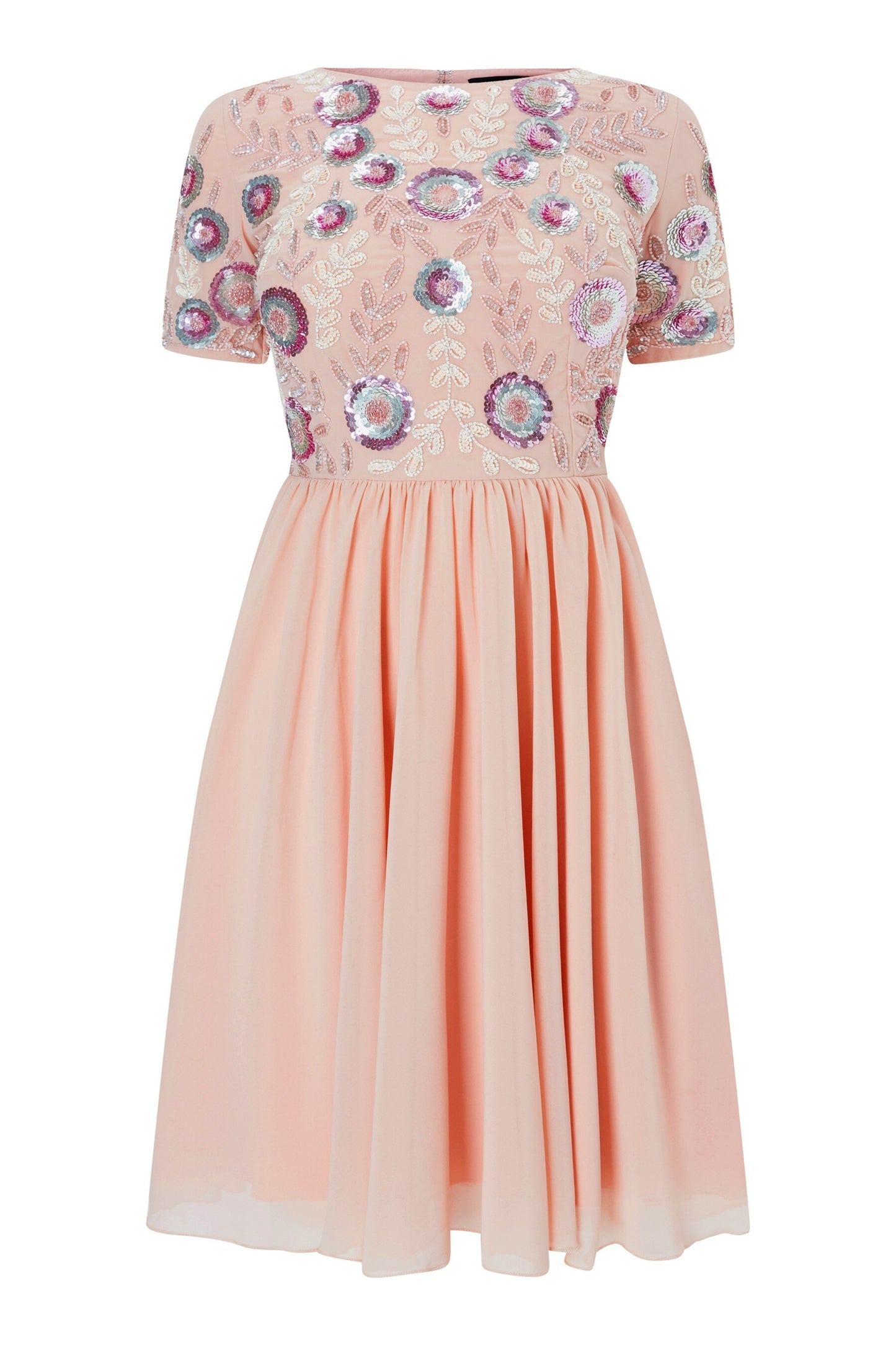 Embellished Skater Dress Pink