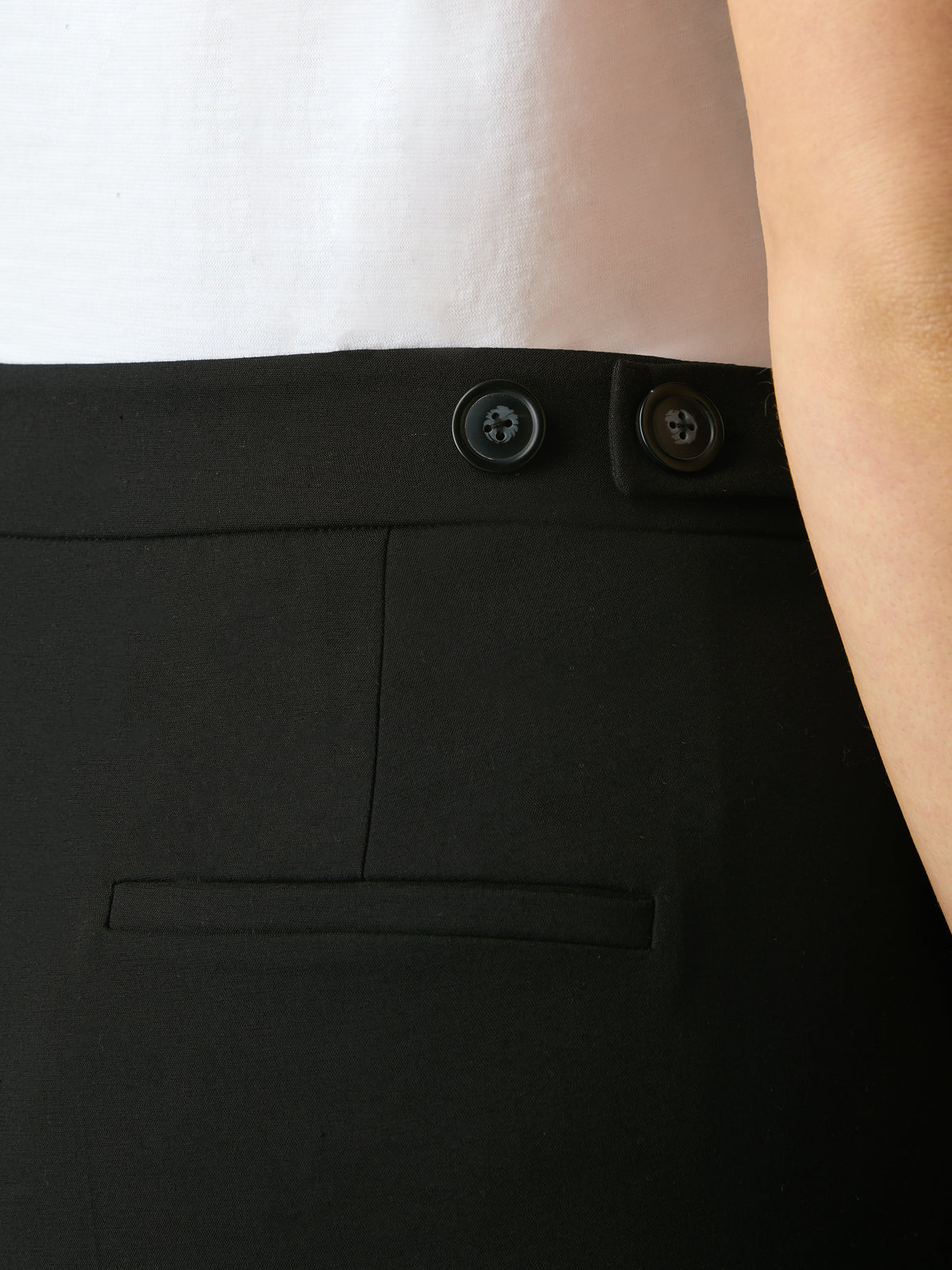 Black Tailored Button Detail Trousers