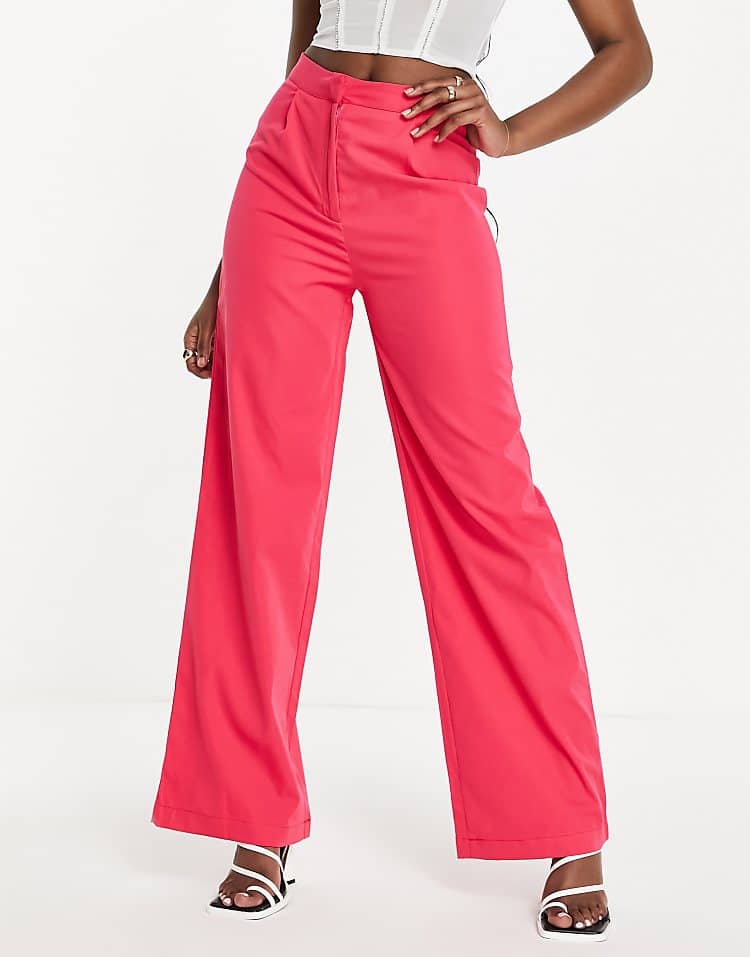 Wide Leg Trouser Co-ord in Hot Pink