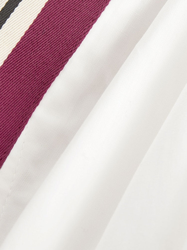 White Long Sleeve Side Stripe Shirt