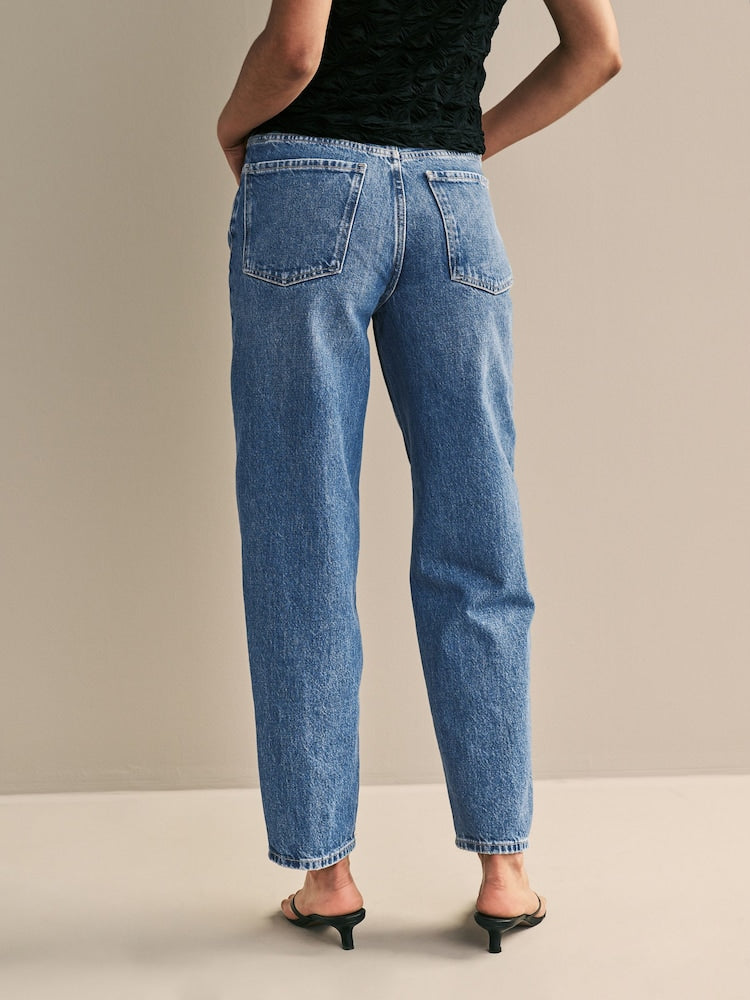 Dark Blue 100% Cotton Barrel Jeans