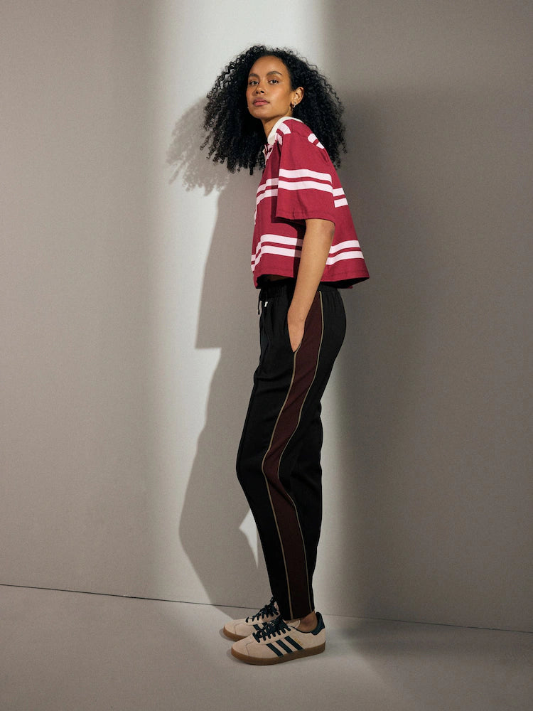 Black Tapered Track Pant Trousers