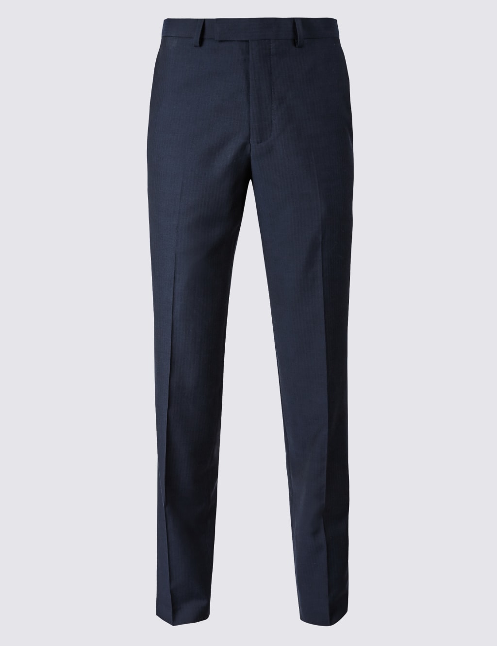 Savile Row Inspired Navy Striped Tailored Fit Wool Trousers
