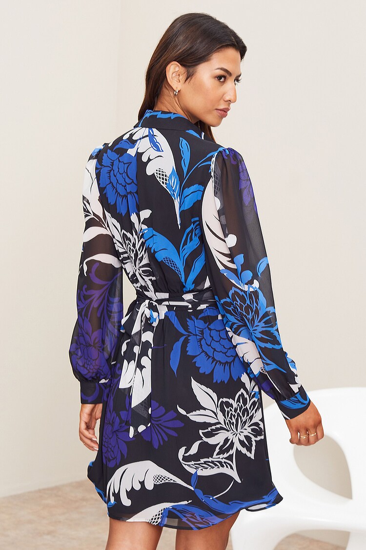 Blue Stencil Shirt Dress