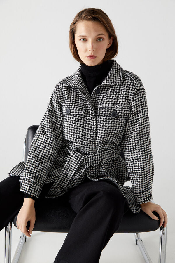 Houndstooth Quilted Overshirt