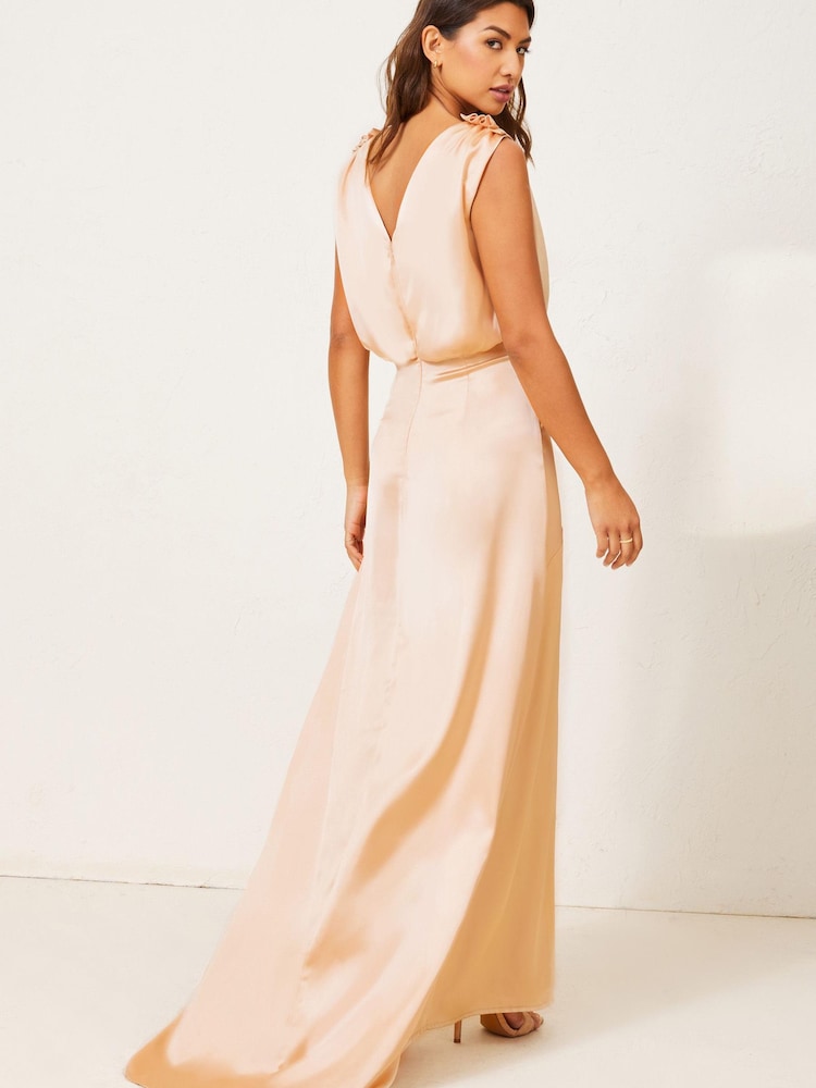 Gold Maisie Satin Drape Bridesmaid Dress