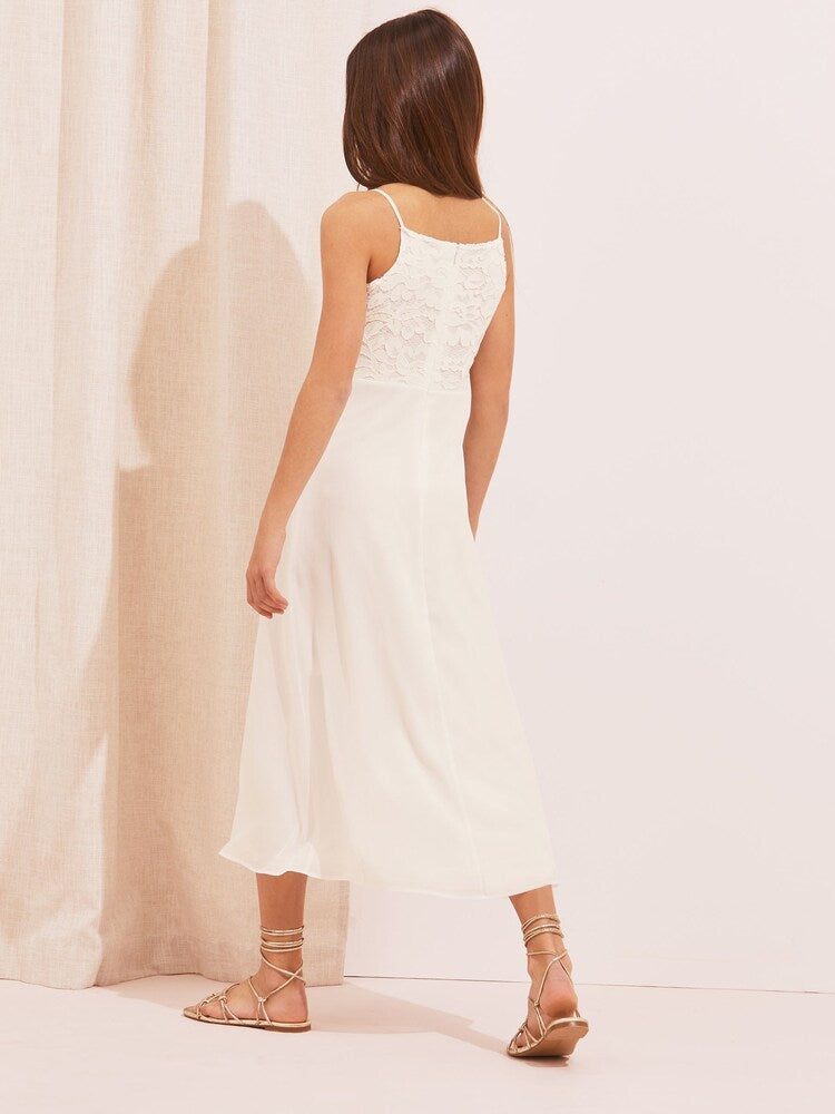 Lipsy White Lace Strap Maxi Occasion Dress