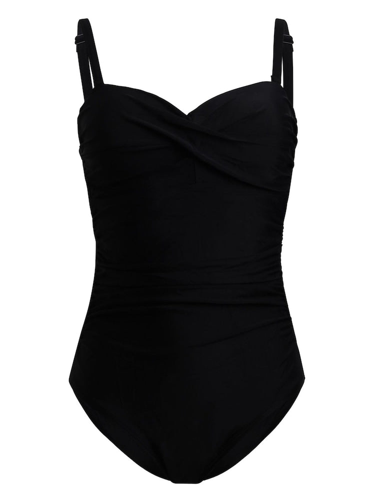 Black Capri Bandeau Soft Cupped Tummy Control Swimsuit