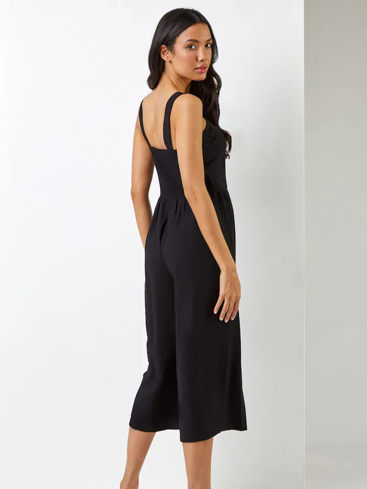 Black Wide Leg Culotte Jumpsuit