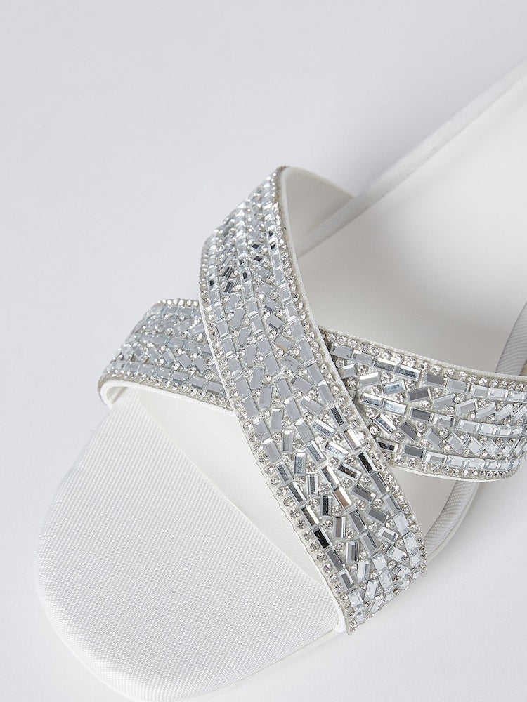 Girls White Block Heel Sandals