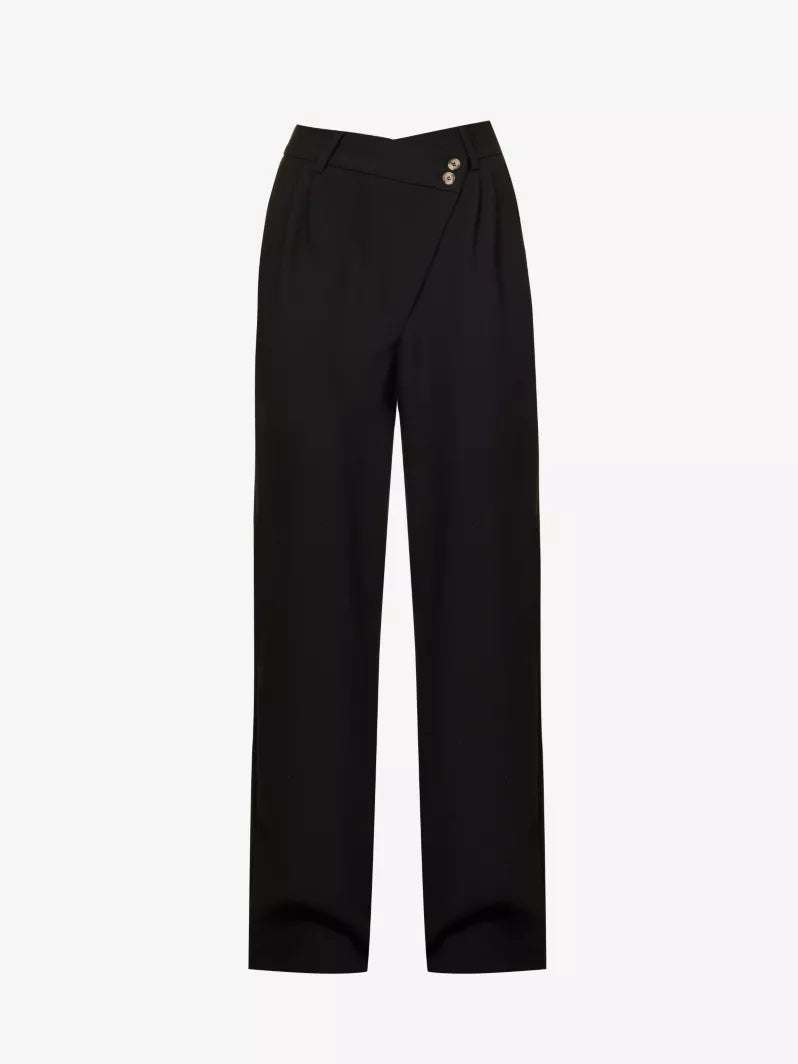 Georgina Wide Leg Mid-rise Stretch Woven Trousers