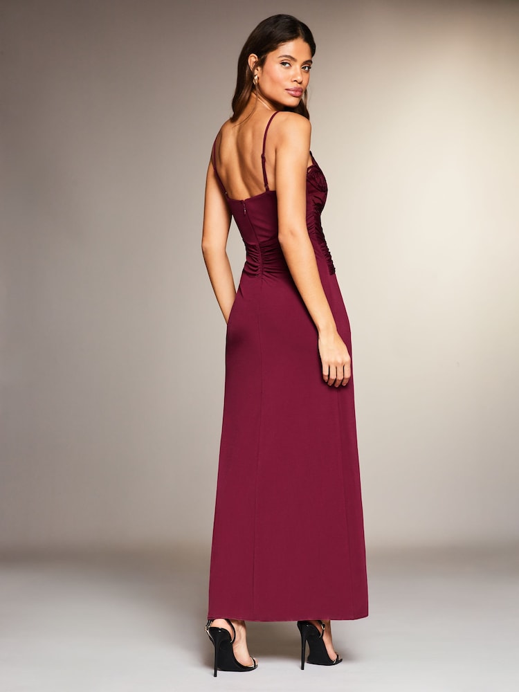 Red Applique Lace Cami Maxi Dress