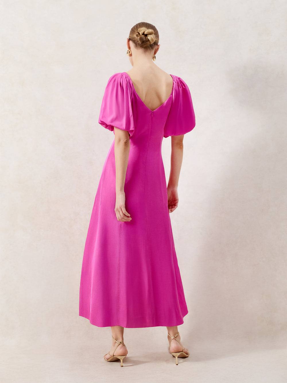 Yasmin Pink Puff Sleeve Dress