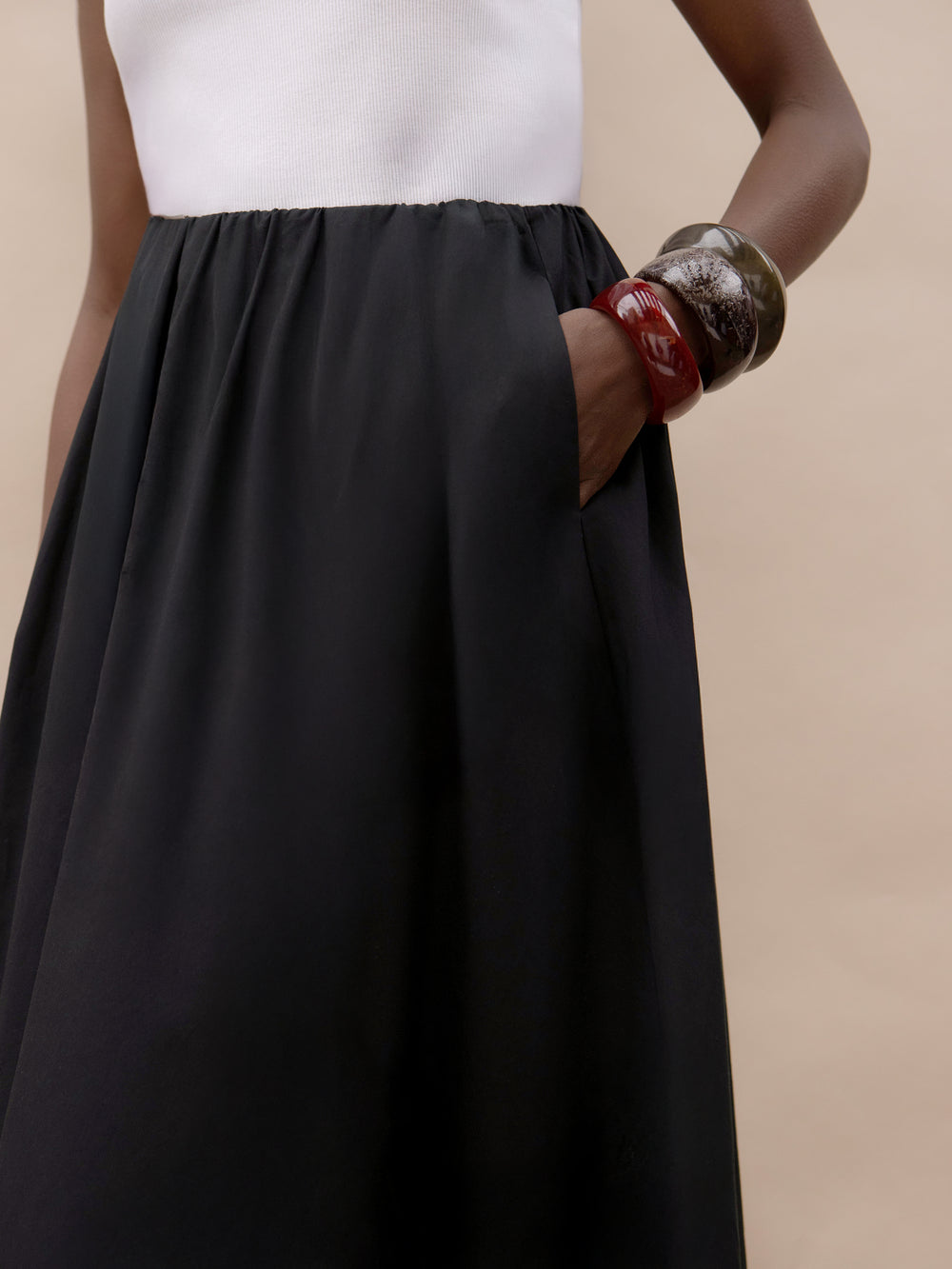 Black Cotton Poplin Skirt