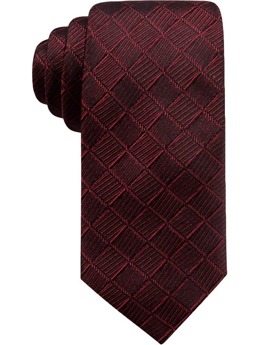 Franco Geo Silk Geo Print Neck Tie Burgundy Red